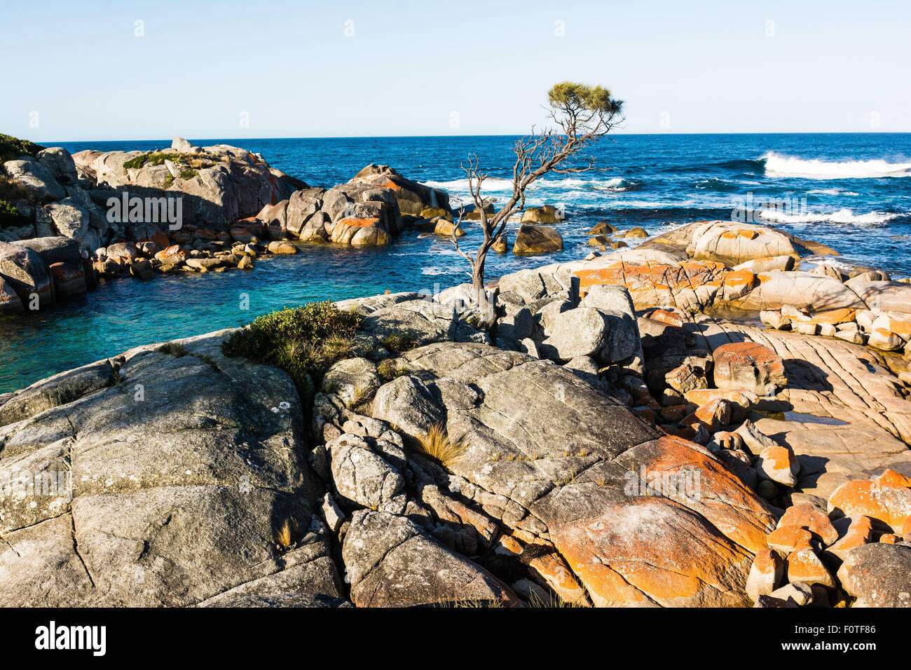 The colorful granite boulders at Binalong Bay, Bay of Fires, St. Helens