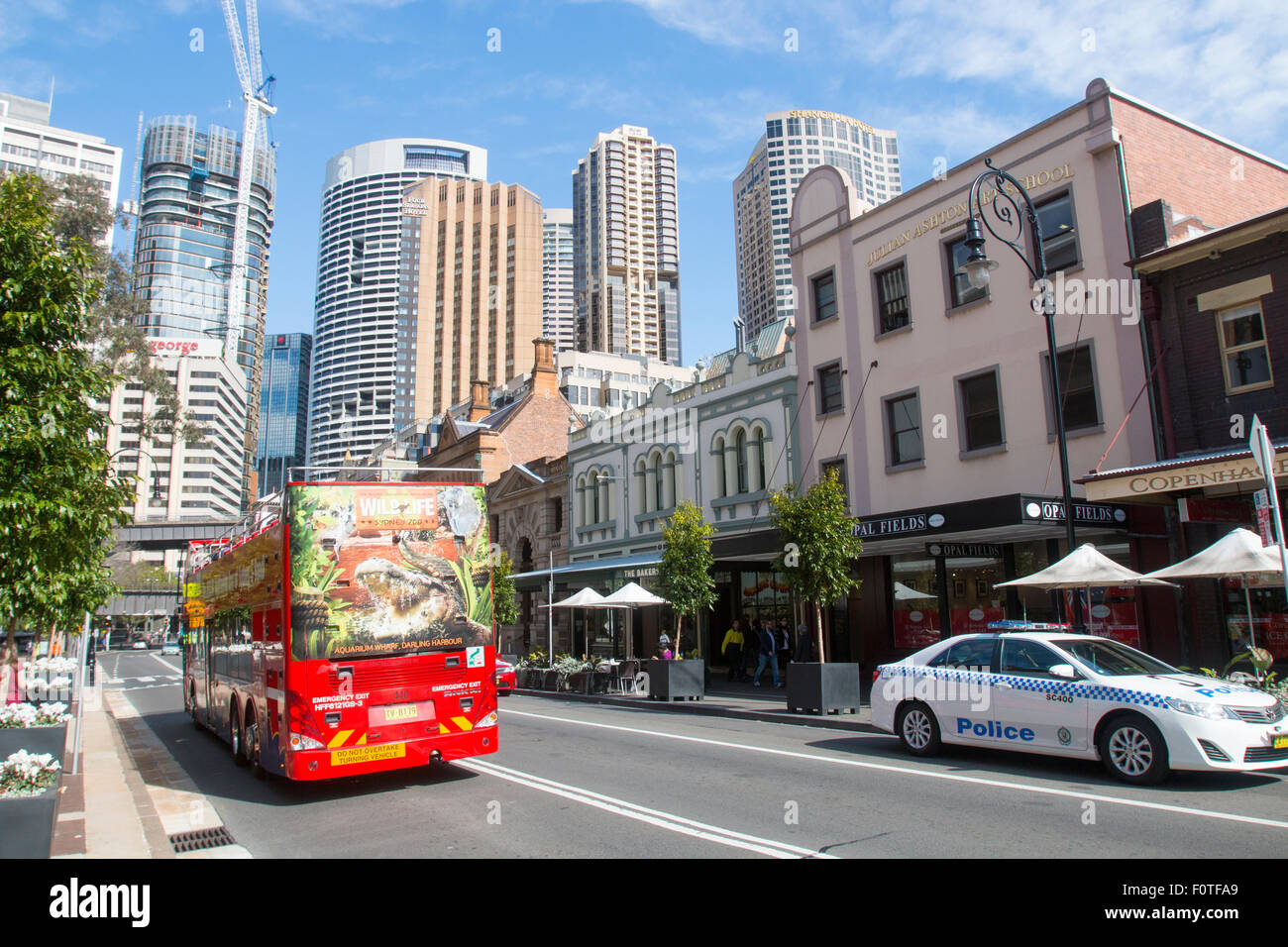 The historic Rocks area of Sydney city centre along George street,Sydney,new south wales,australia with sydney explorer bus Stock Photo