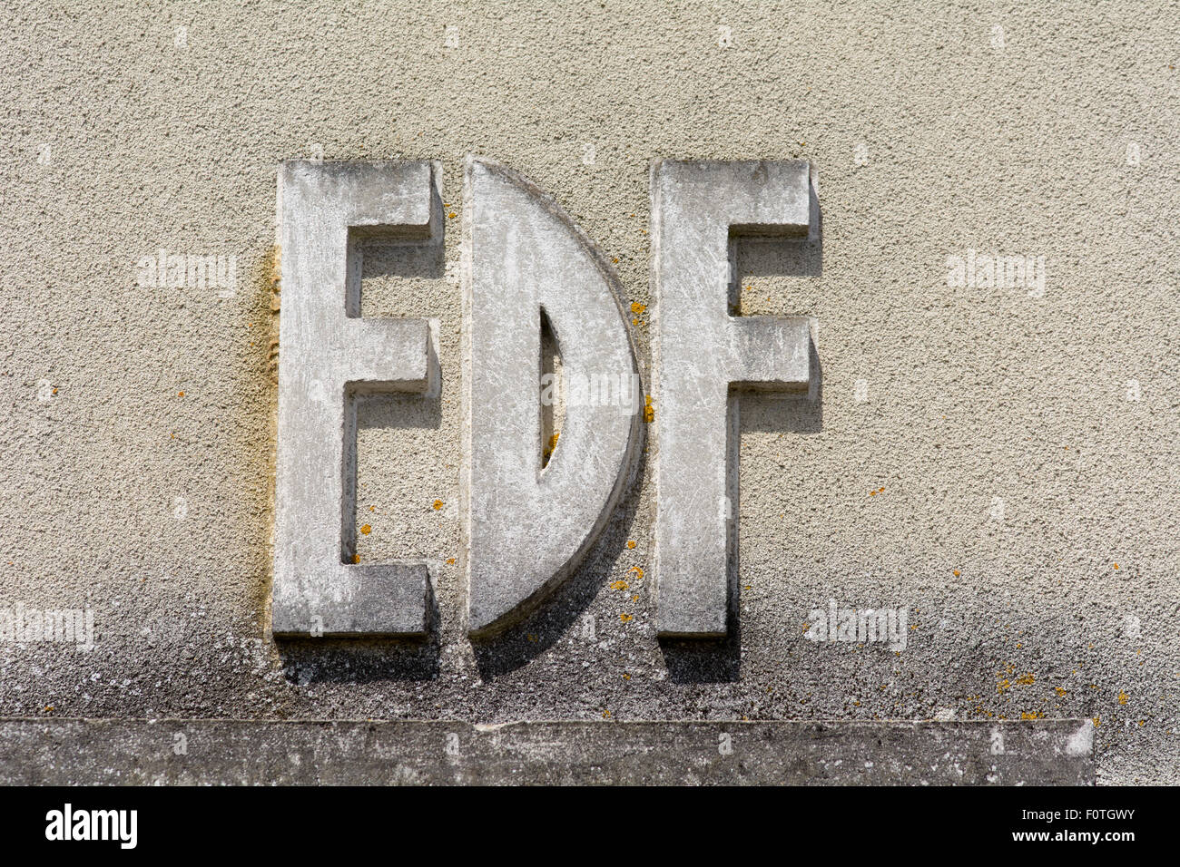 EDF 'Électricité de France' (Electricity of France) concrete sign on building in French village Stock Photo