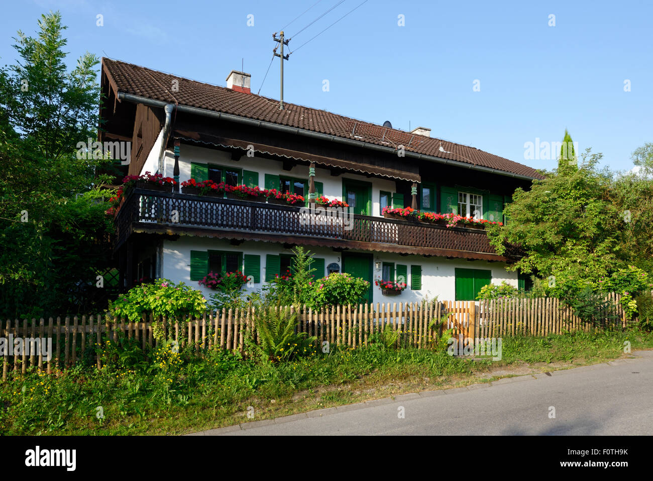 Hollerhaus house in Irschenhausen, farmhouse, film set of the series Bulle von Tölz, Pension Berghammer, Upper Bavaria, Bavaria Stock Photo