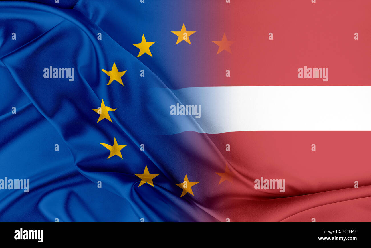 European Union and Latvia. Stock Photo