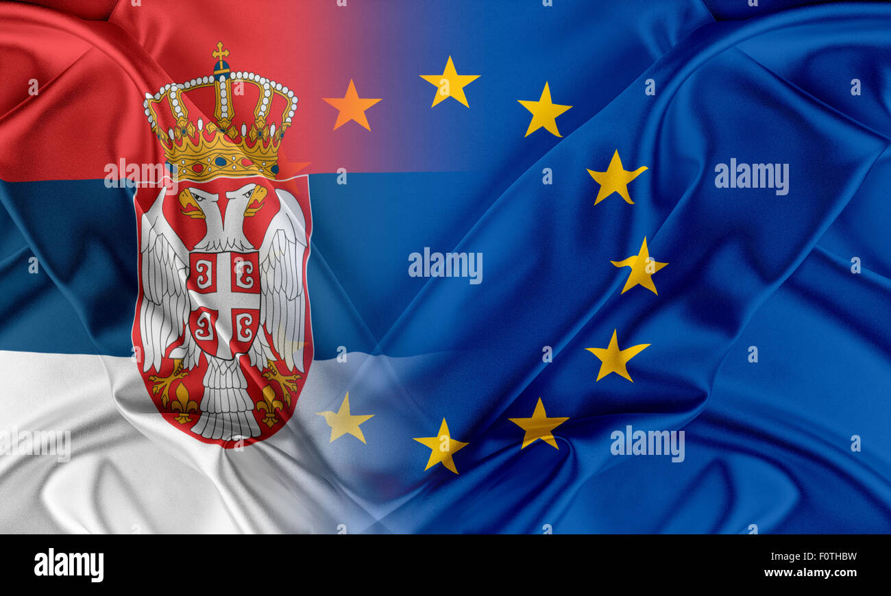 European Union and Serbia. Stock Photo
