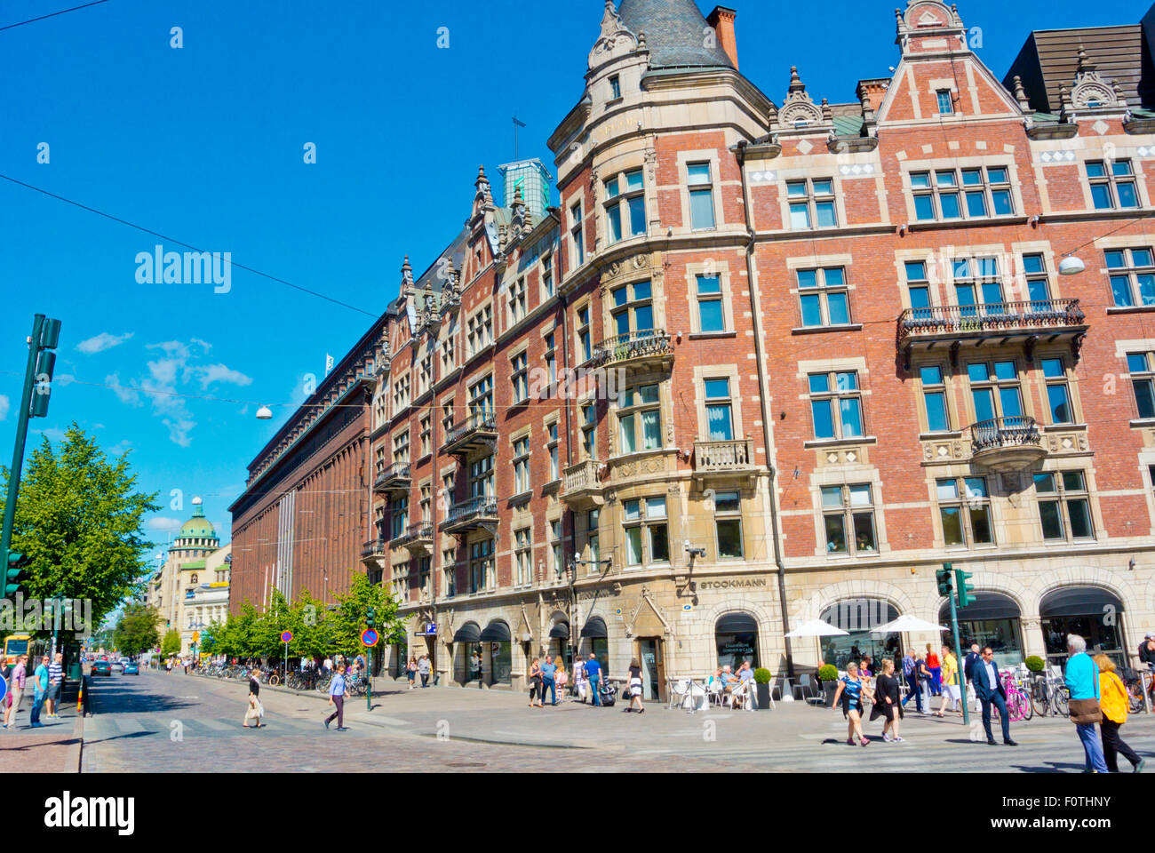 Mannerheimintie, main street, in front of Stockmann department store, Helsinki, Finland, Europe Stock Photo