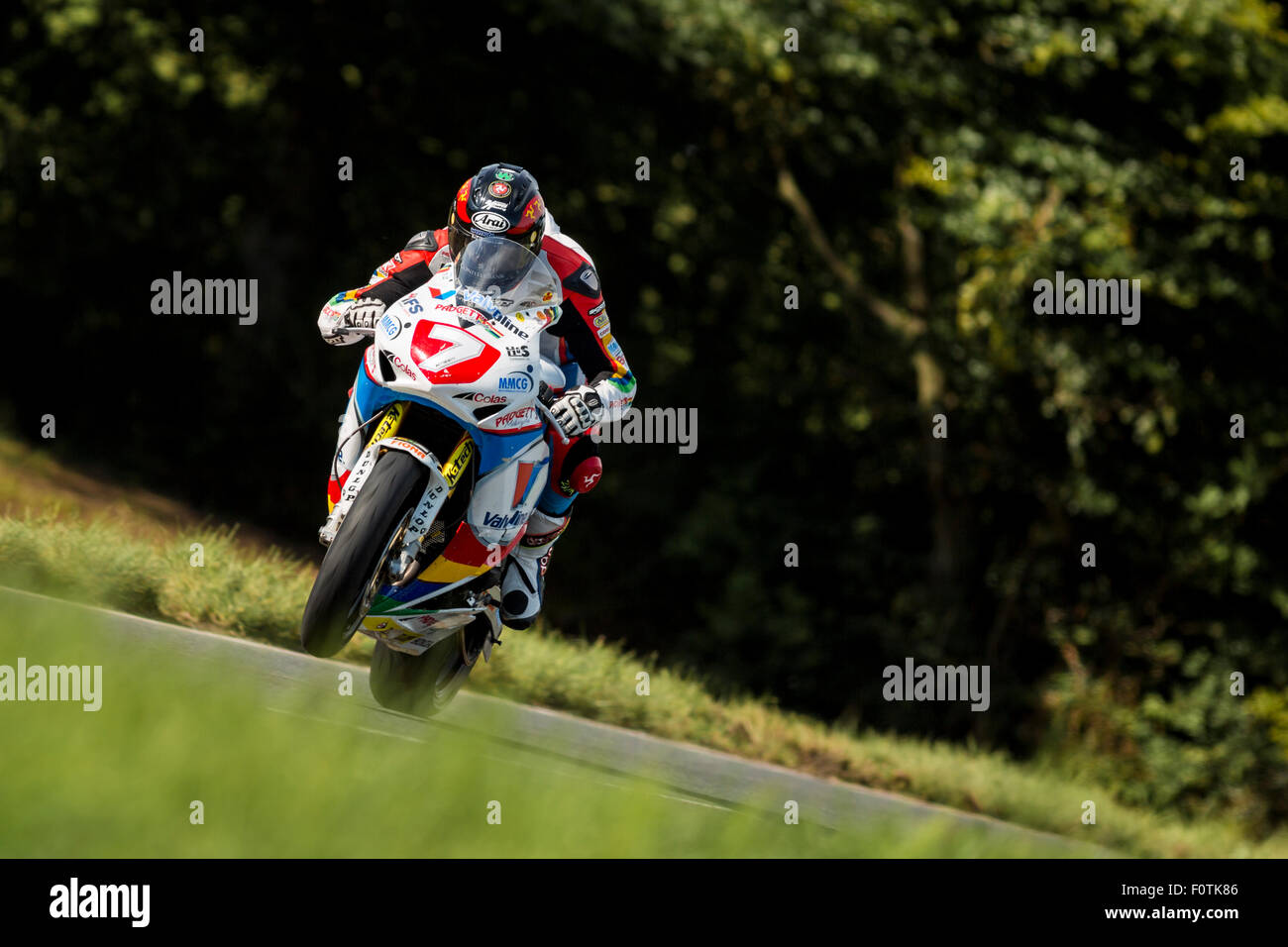 Dan Kneen racing at the Ulster Grand Prix around Dundrod County Antrim ...