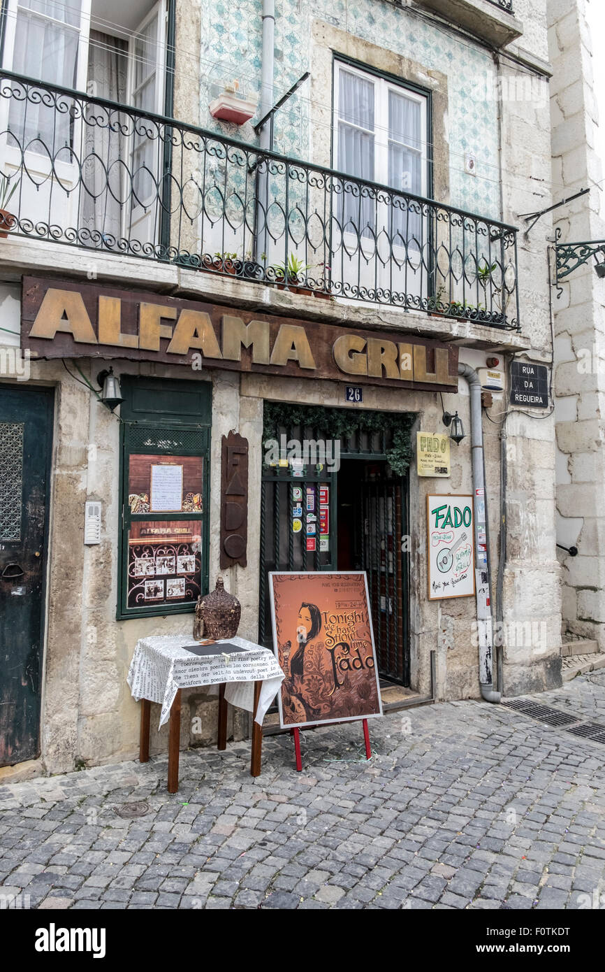 Alfama district, narrow streets, Lisbon, Portugal Stock Photo