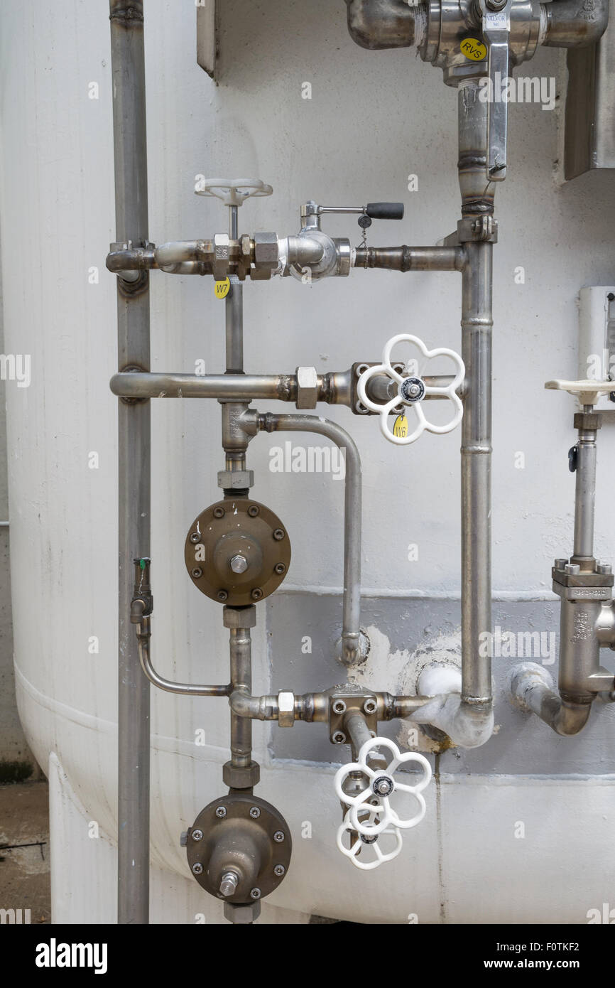 Detail of the circuit of a liquid nitrogen tank Stock Photo Alamy