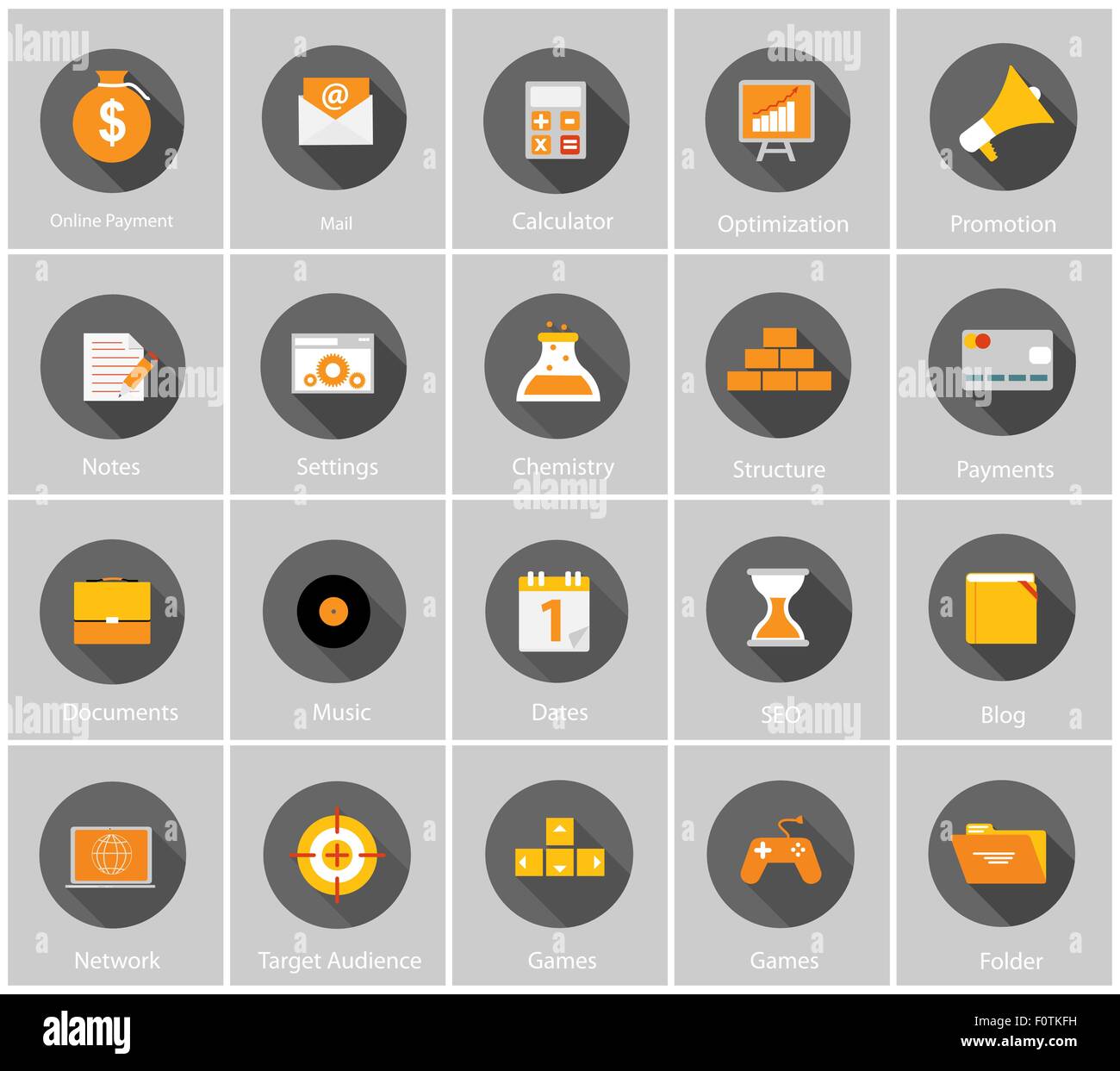 Big Vector Collection of Flat Business and Finance Icons with Lo Stock ...