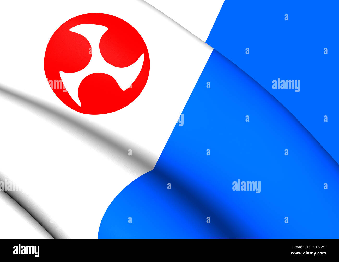 3D Flag of the Jeju Province, South Korea. Close Up. Stock Photo