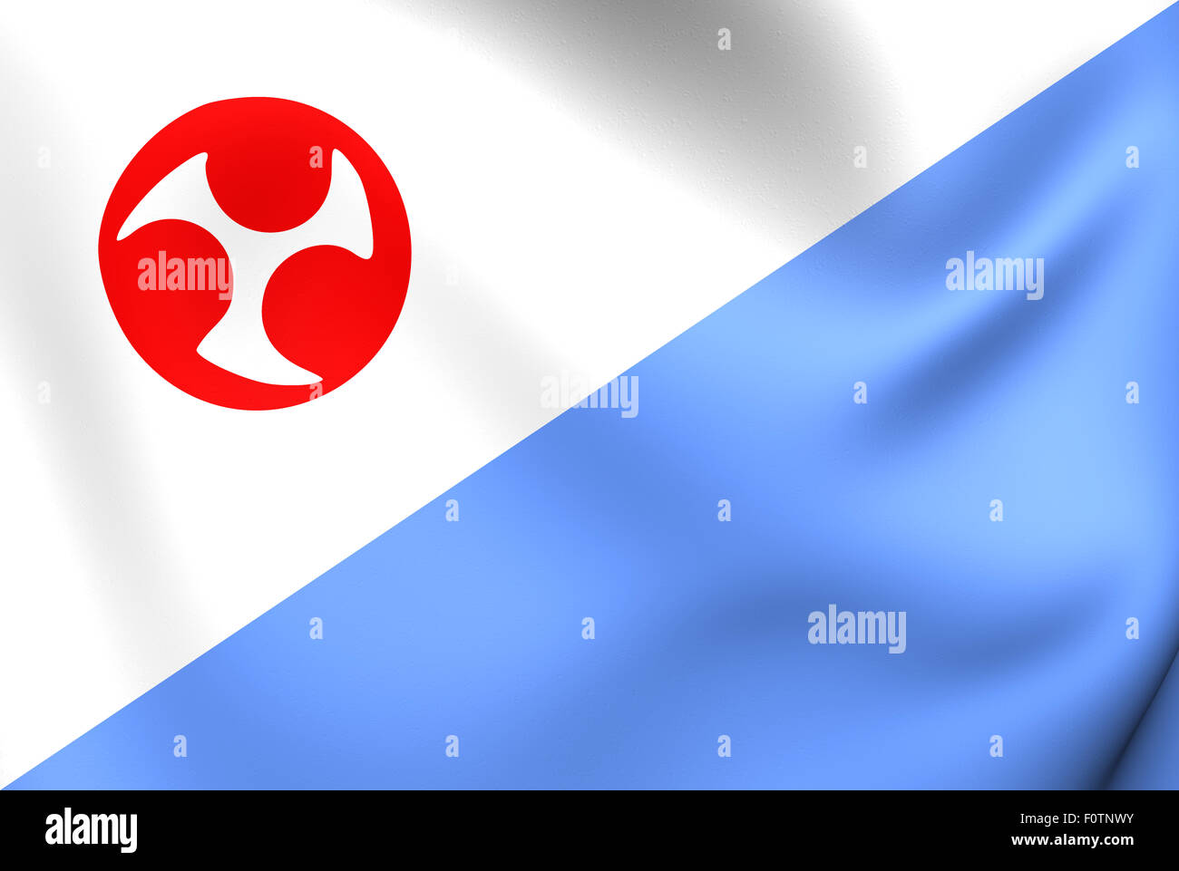 Flag of Jeju Province, South Korea. Close Up. Stock Photo
