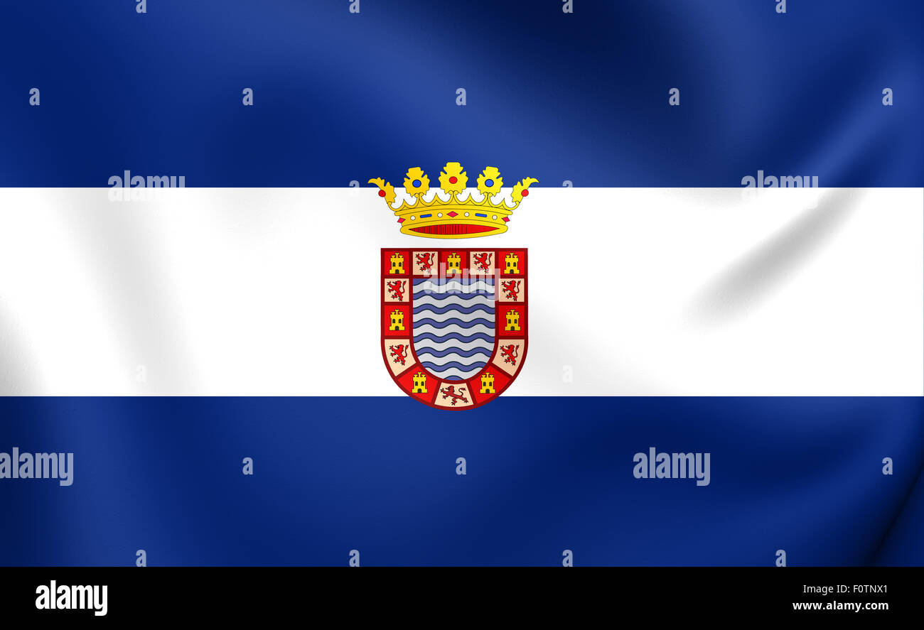 Jerez de la Frontera Flag, Spain. Close Up. Stock Photo