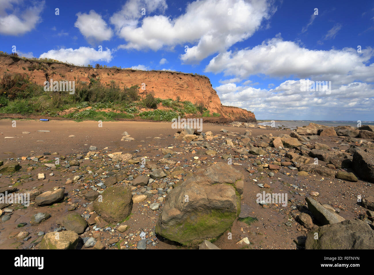 Barmston cliffs on the Holderness Coast, East Yorkshire, England, UK. The fastest eroding coastline in Europe. Stock Photo