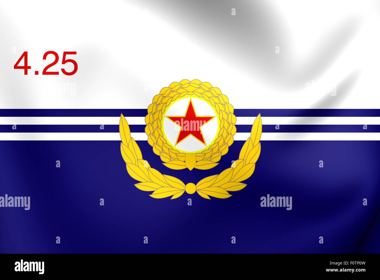 Korean People's Army Naval Force 3D Flag. Close Up. Stock Photo
