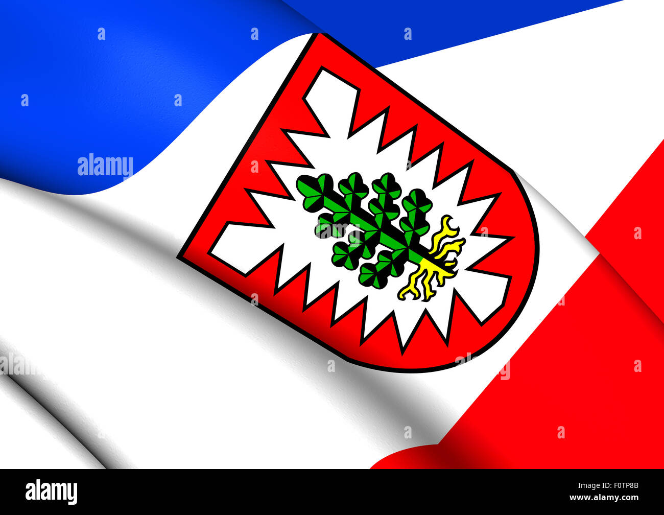 3D Flag of the Pinneberg, Germany. Close Up. Stock Photo
