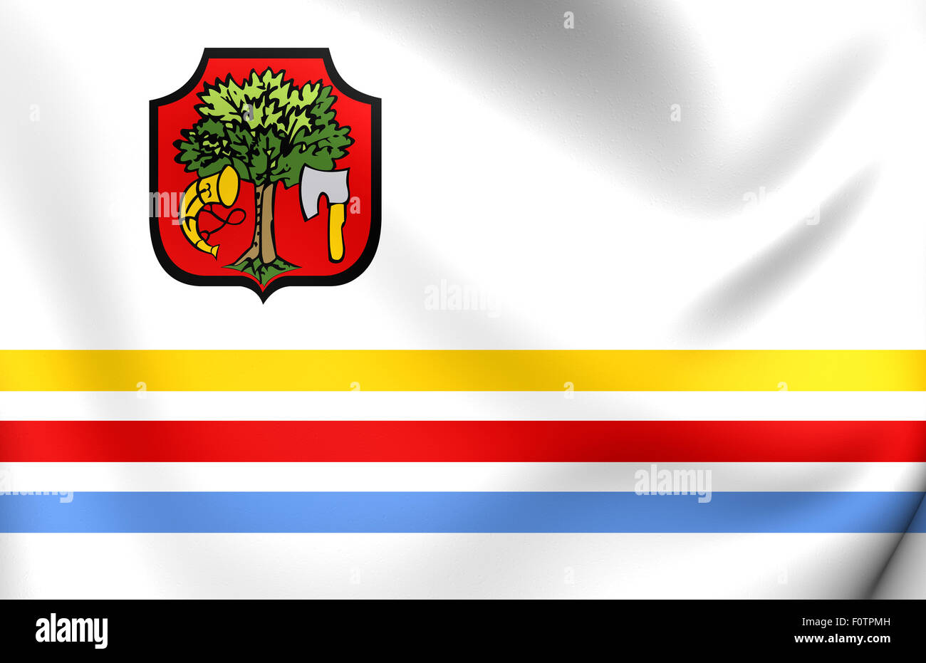 Flag of Limanowa, Poland. Close Up. Stock Photo