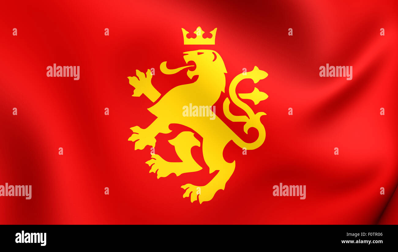 3D Flag of the Ethnic Macedonian Lion. Close Up Stock Photo - Alamy