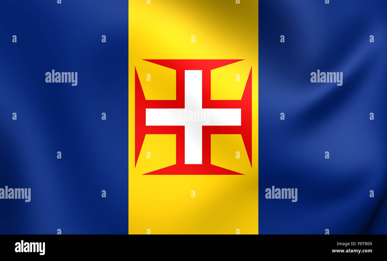 Flag of Madeira. Close Up. Stock Photo