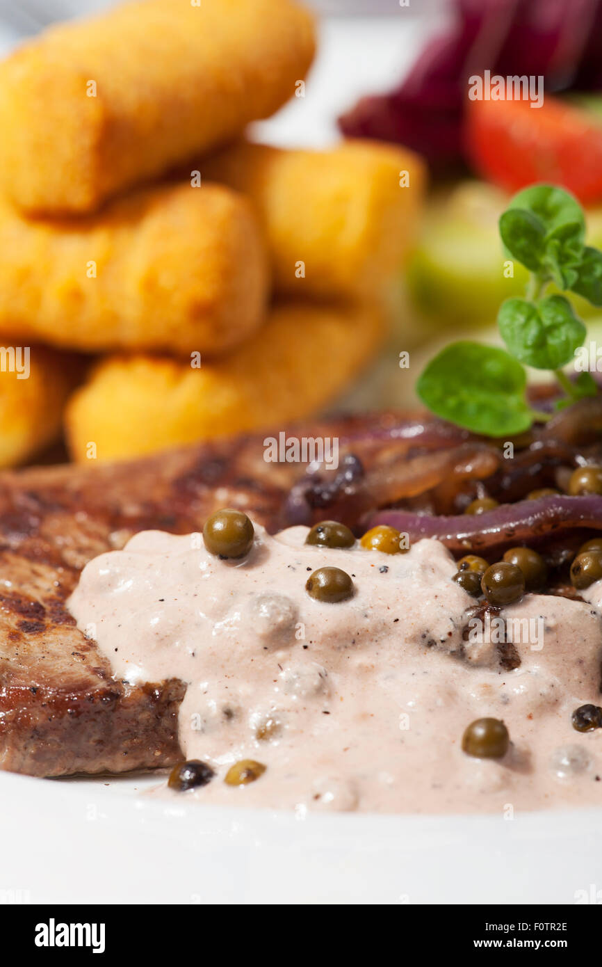 beef steak with pepper sauce Stock Photo - Alamy