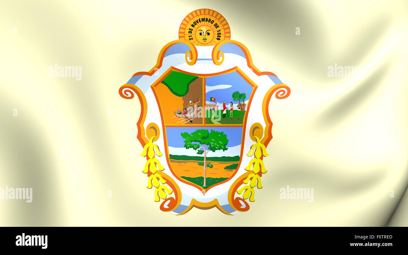 3D Flag of the Manaus, Brazil. Close Up. Stock Photo