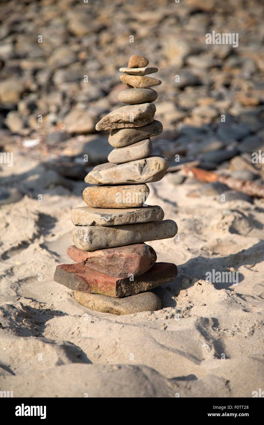 Stone stack on beach Stock Photo