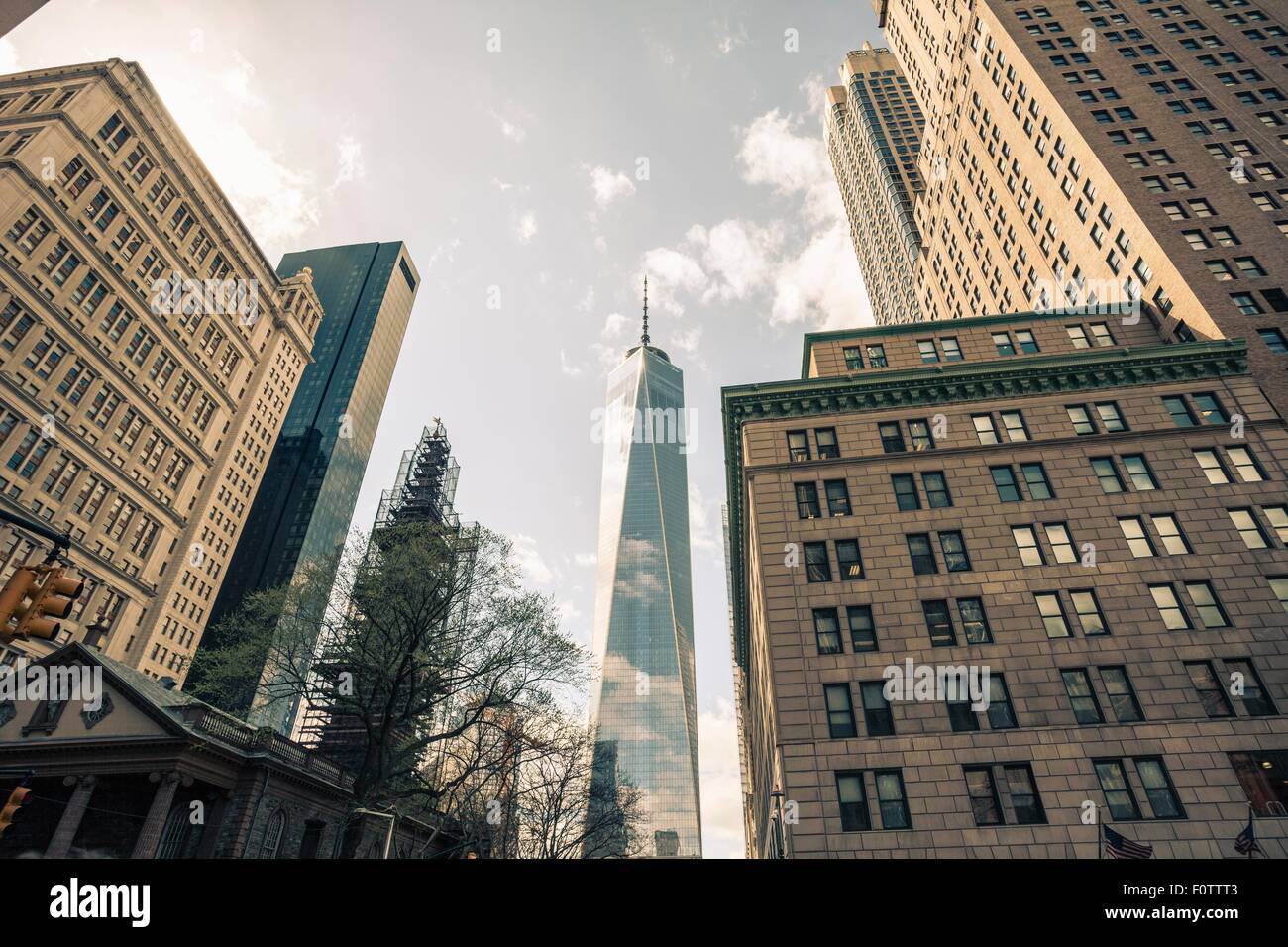 Low angle view of One World Trade Center, Manhattan, New York, USA Stock Photo