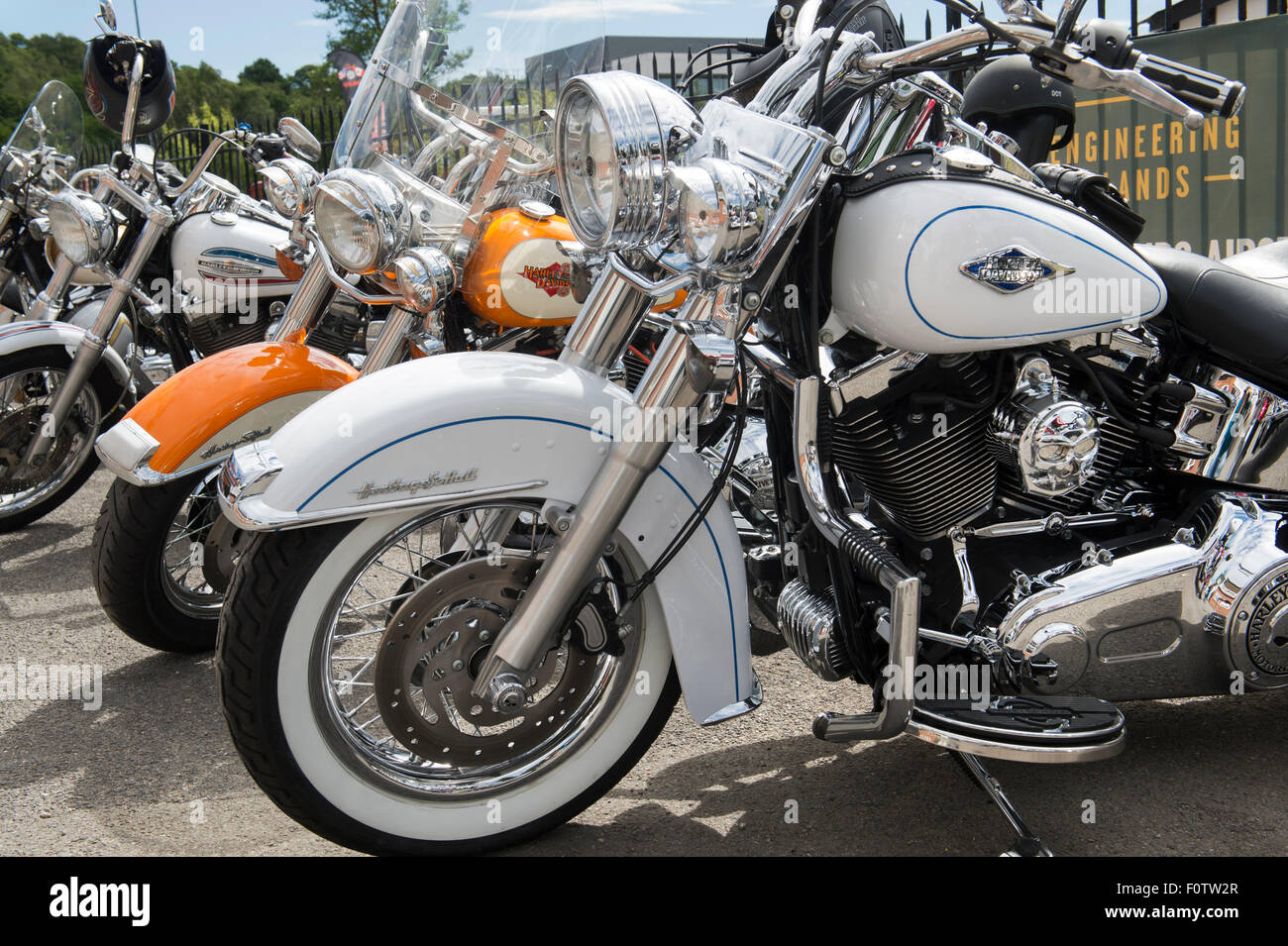 Harley Davidson motorcycles at Brooklands, Weybridge, Surrey, England
