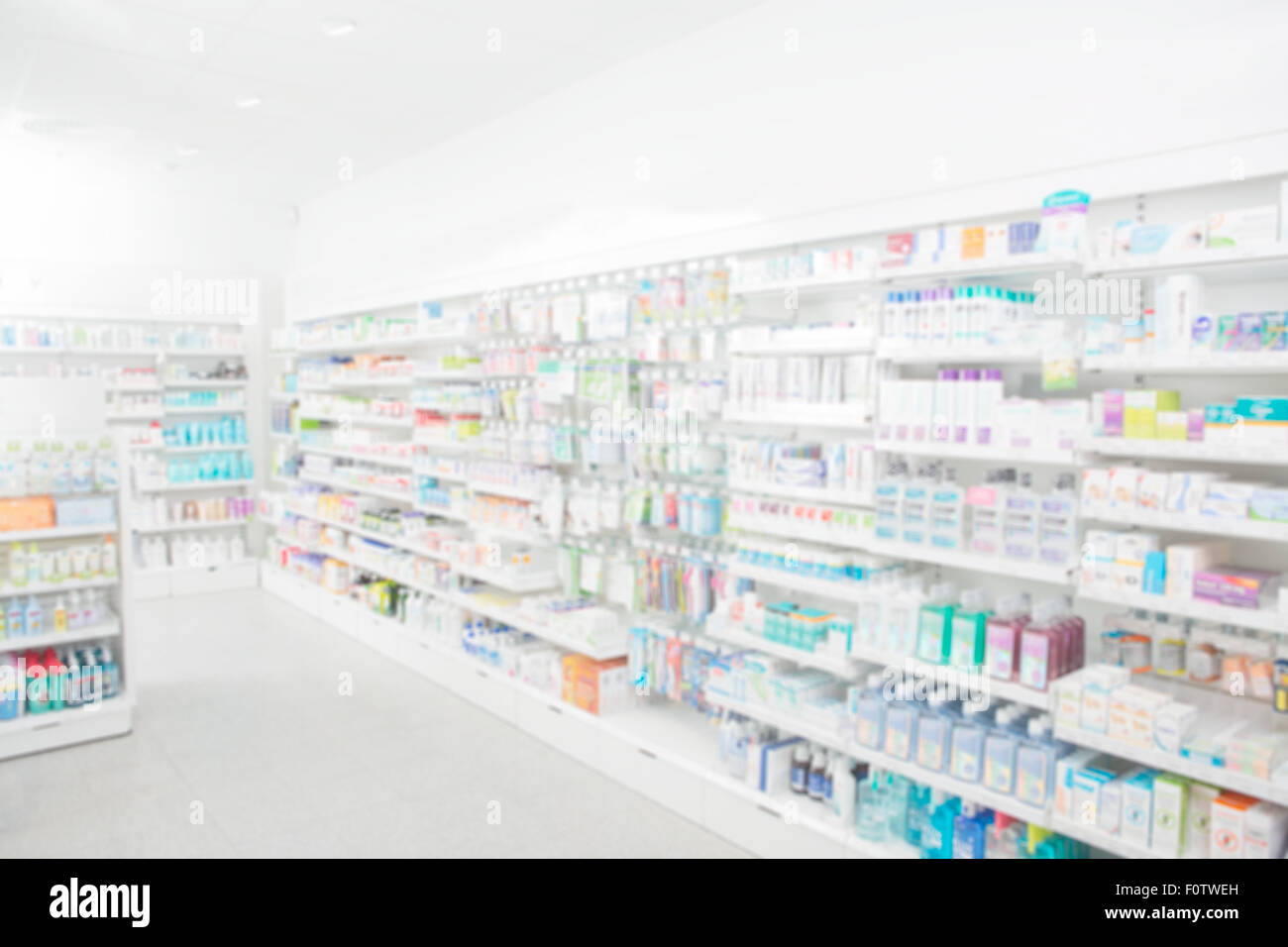 Pharmacy interior with blurred background Stock Photo - Alamy