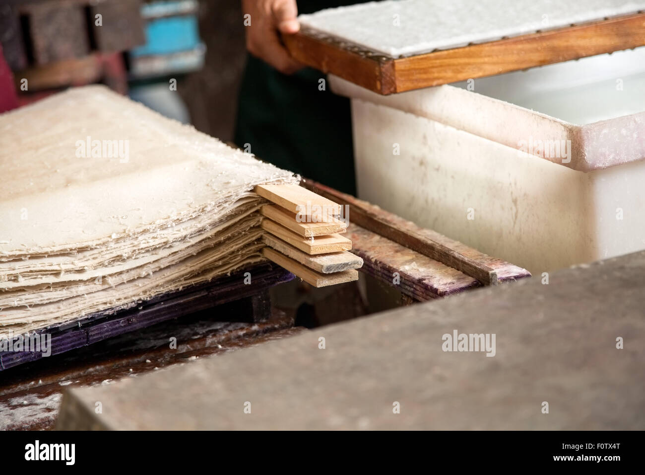 Stacked Paper Sheets Drying In Factory Stock Photo Alamy