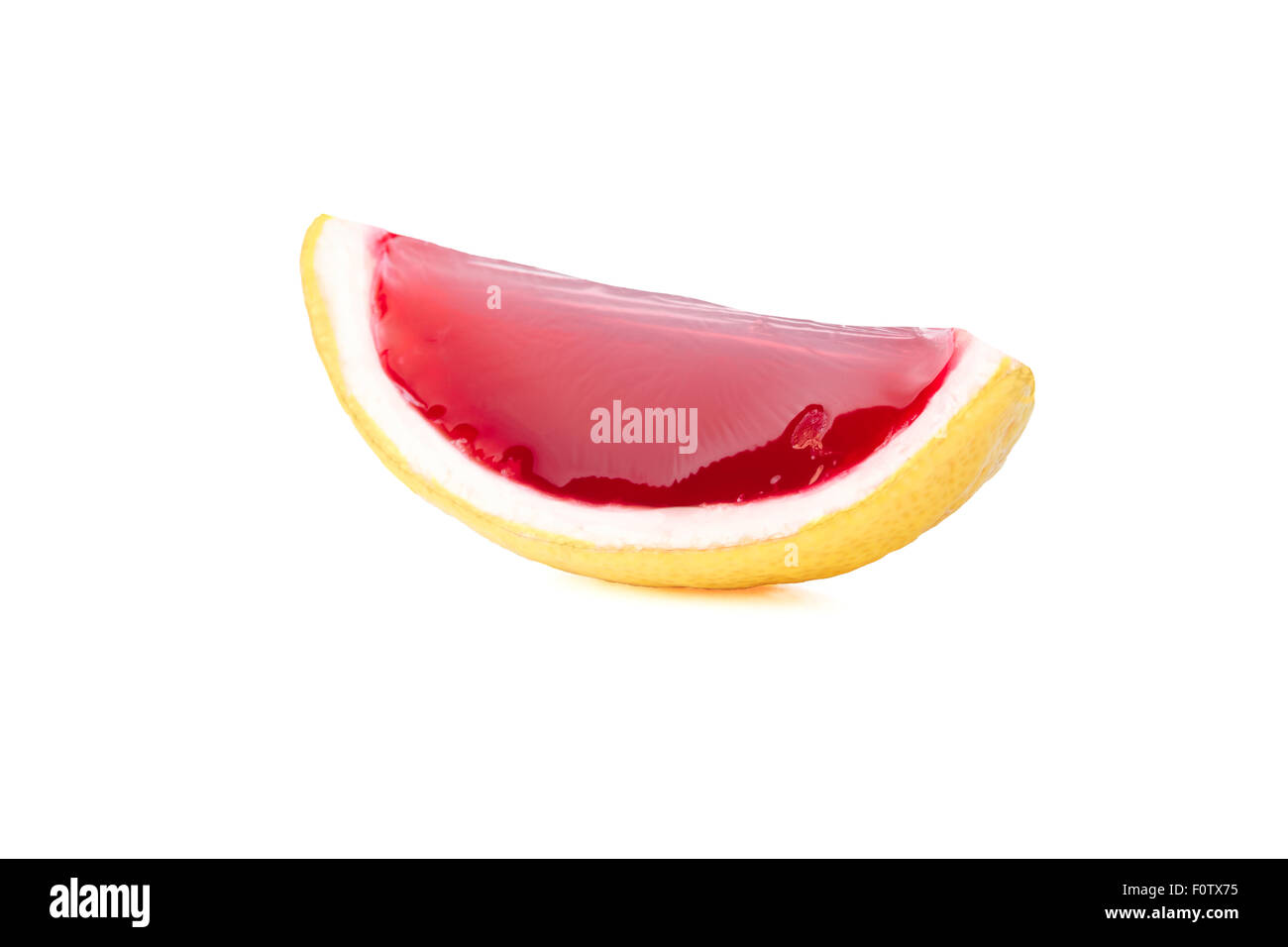Lemon tequila strawberry jelly (jello) shot. Unusual adult party drink Stock Photo
