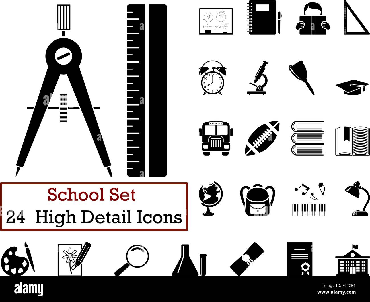 Set of 24 Education Icons in Black Color Stock Vector Image & Art - Alamy