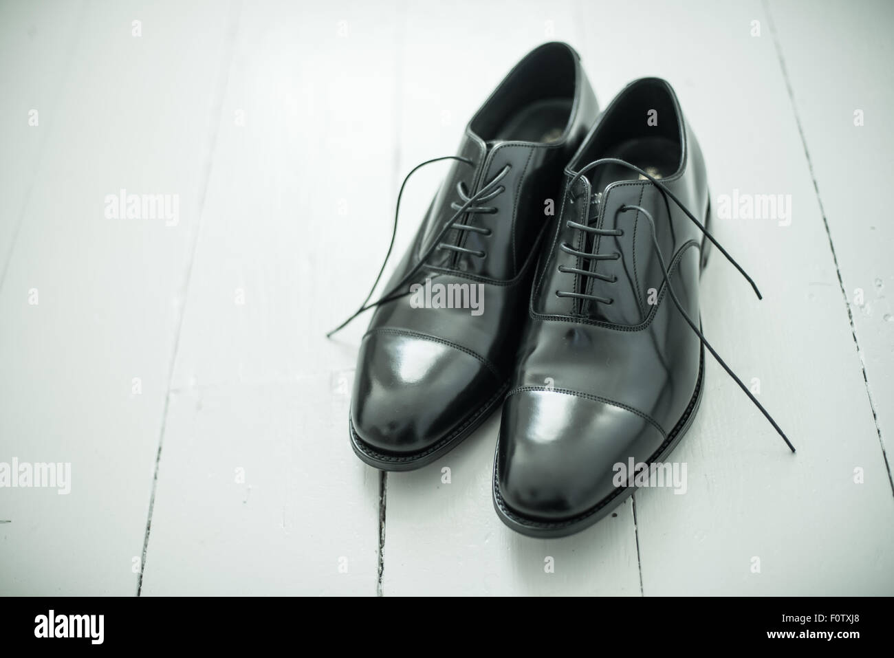 Black Oxford formal mens shoes Stock Photo