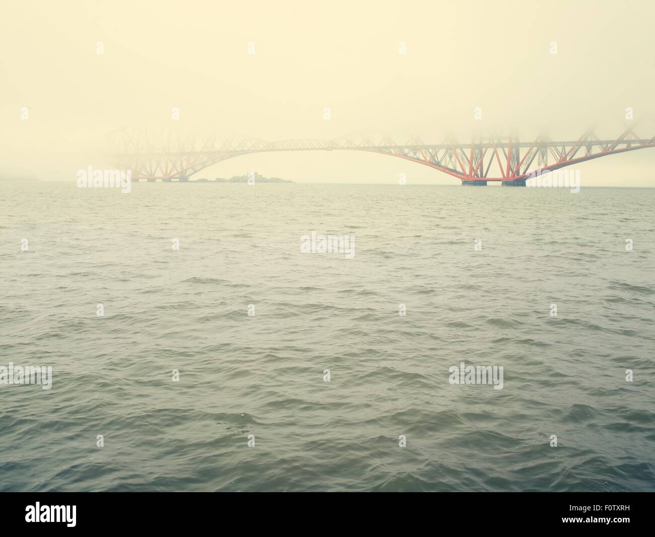 Misty view of Forth rail bridge, South Queensferry, Scotland, UK Stock Photo