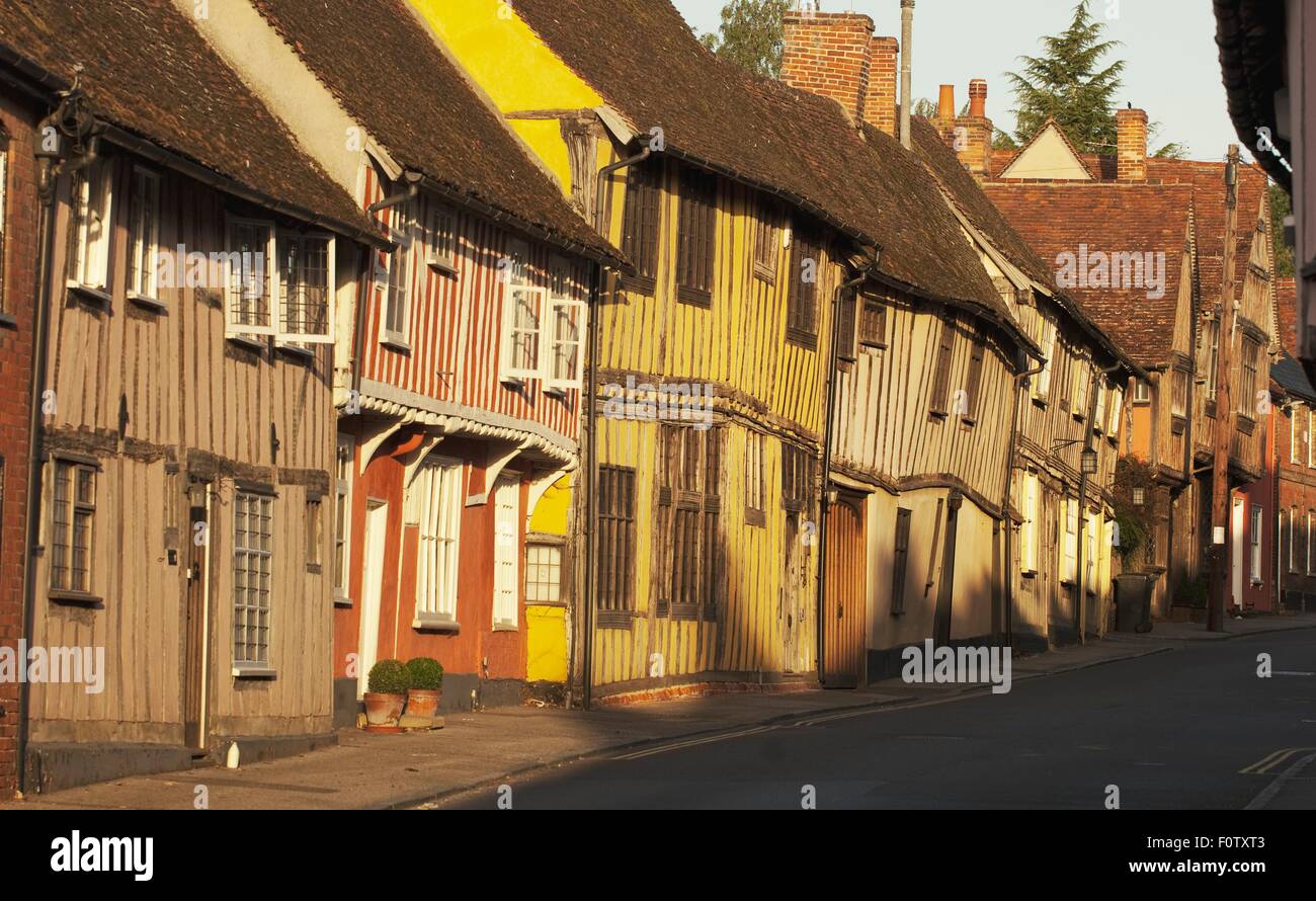 Row of rustic village houses, Lavenham, Suffolk, UK Stock Photo Alamy