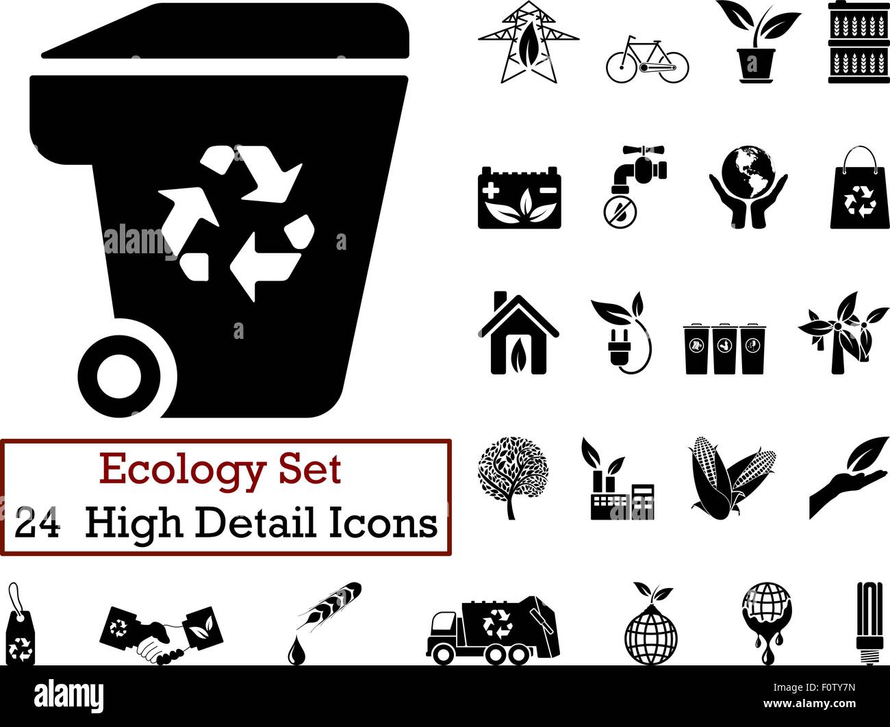 Set of 24 Ecology Icons in Black Color Stock Vector Image & Art - Alamy