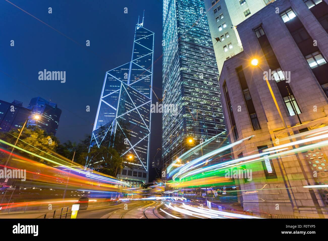 Hong Kong financial district with Bank of China building, Hong Kong, China Stock Photo