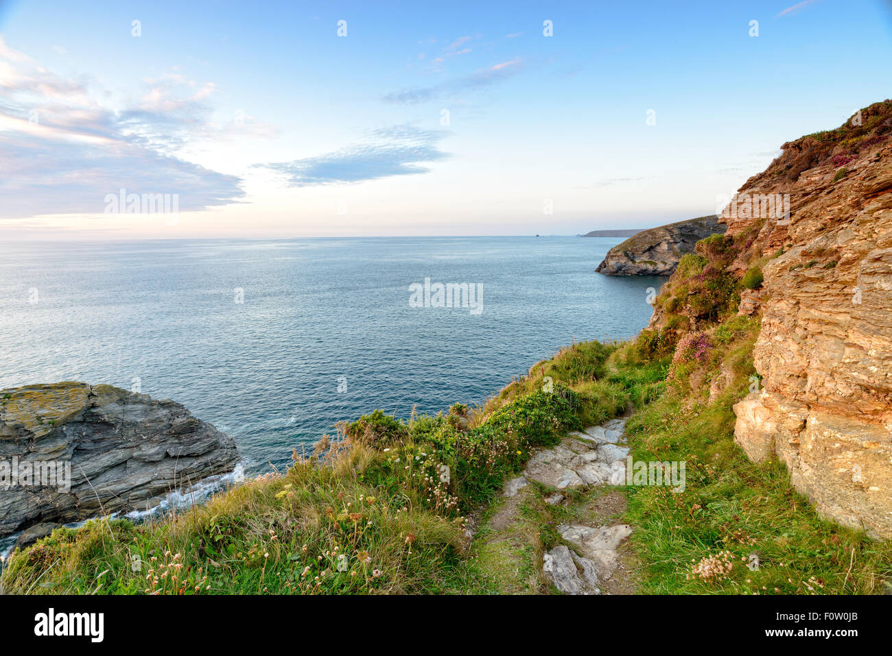 Cliffs above Portreath on the Cornwall coast Stock Photo