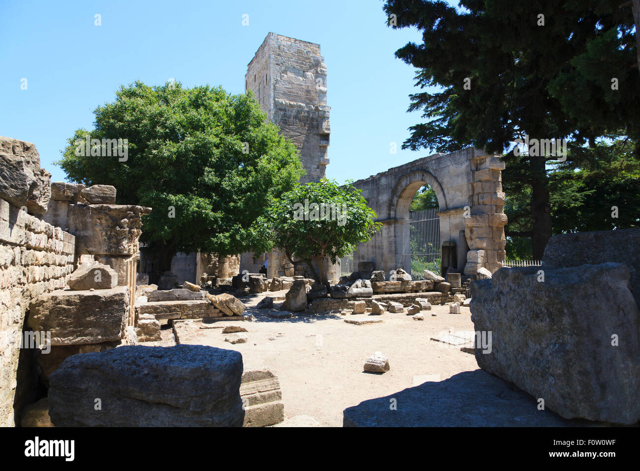 Ruins of the Roman Theatre at Arles France Stock Photo