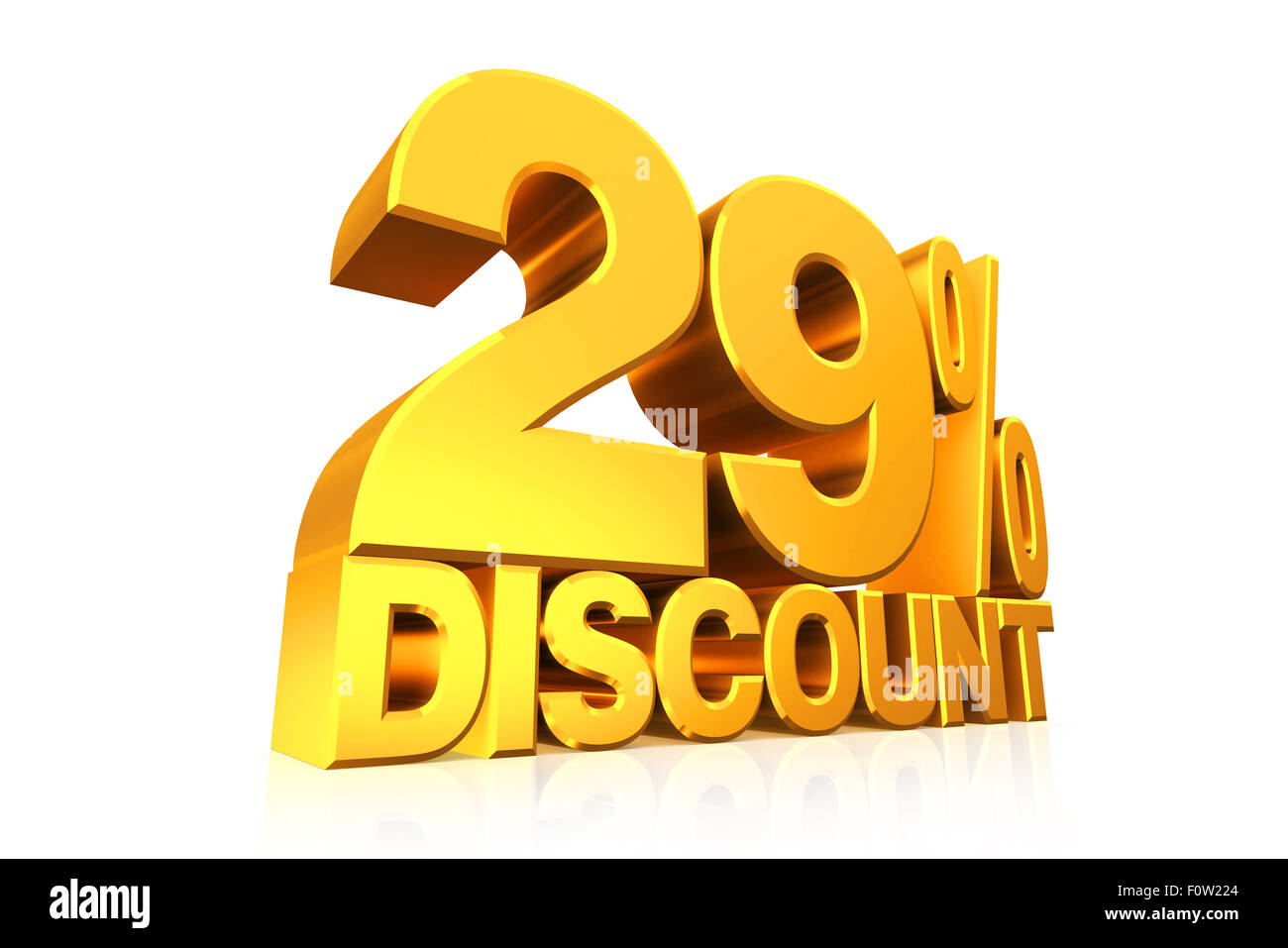 3D render gold text 29 percent discount on white background with ...