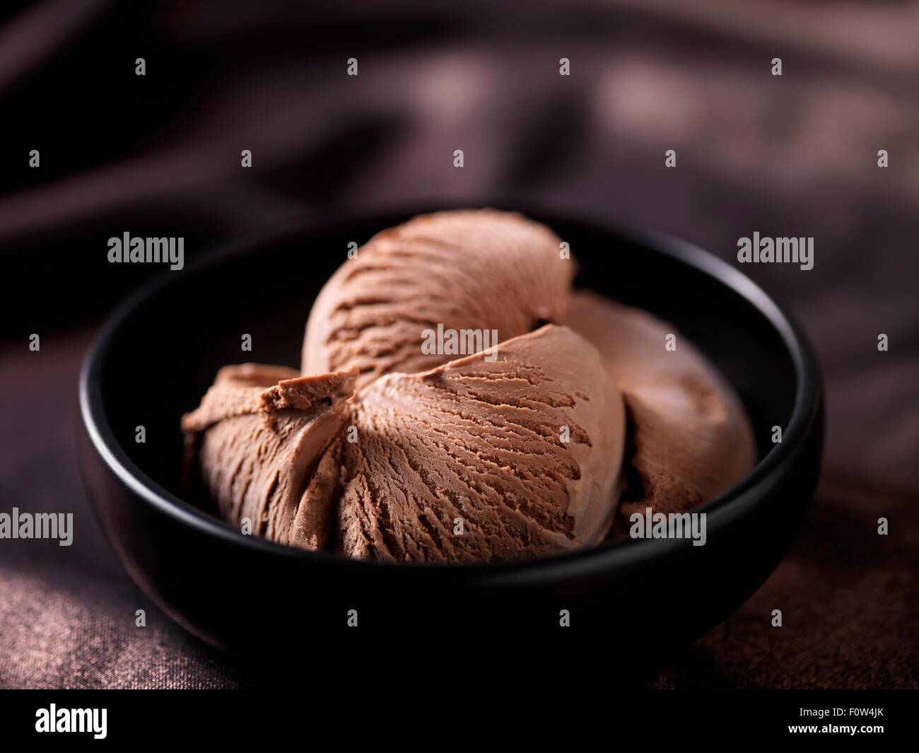 Chocolate ice cream in black ceramic bowl Stock Photo - Alamy