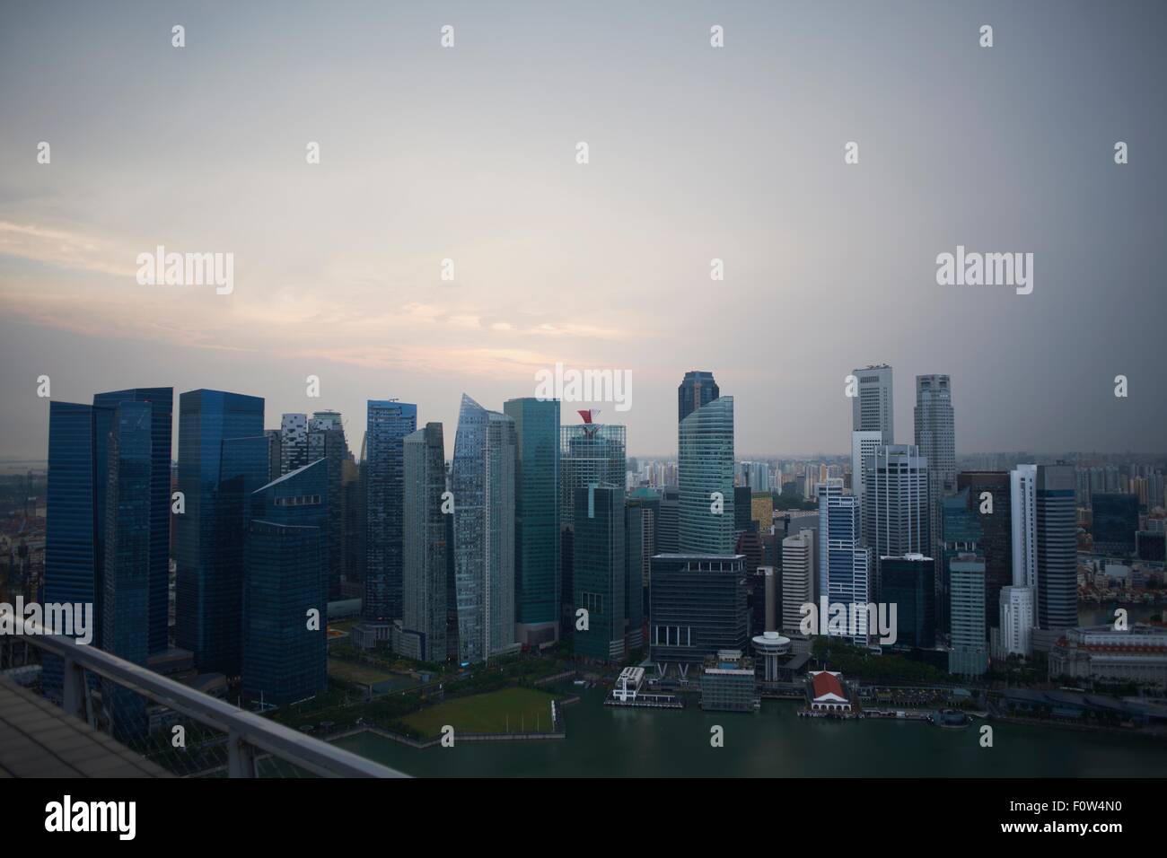 Cityscape and skyscrapers at dawn, Singapore Stock Photo