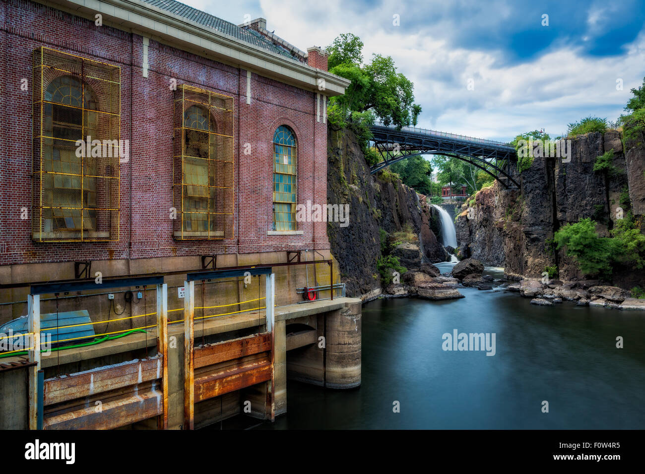 View to the Great Falls on the Passaic River in the city of Paterson in Passaic County, New Jersey, United States. Stock Photo