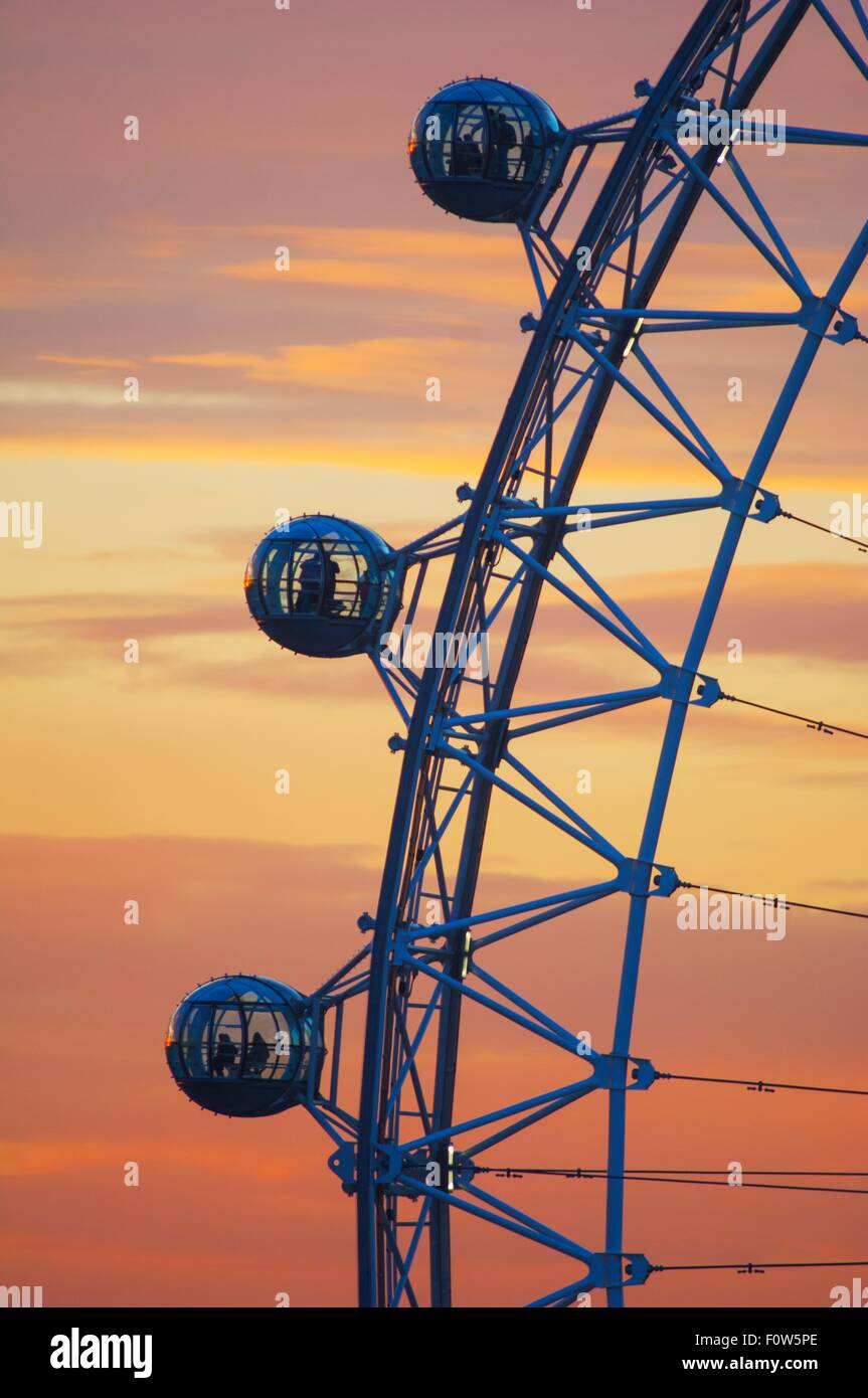 Detail of London Eye at sunset, London, UK Stock Photo