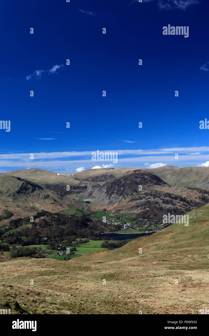 The Helvellyn mountain Range and Patterdale valley, Lake District National Park, Cumbria County, England, UK. Stock Photo