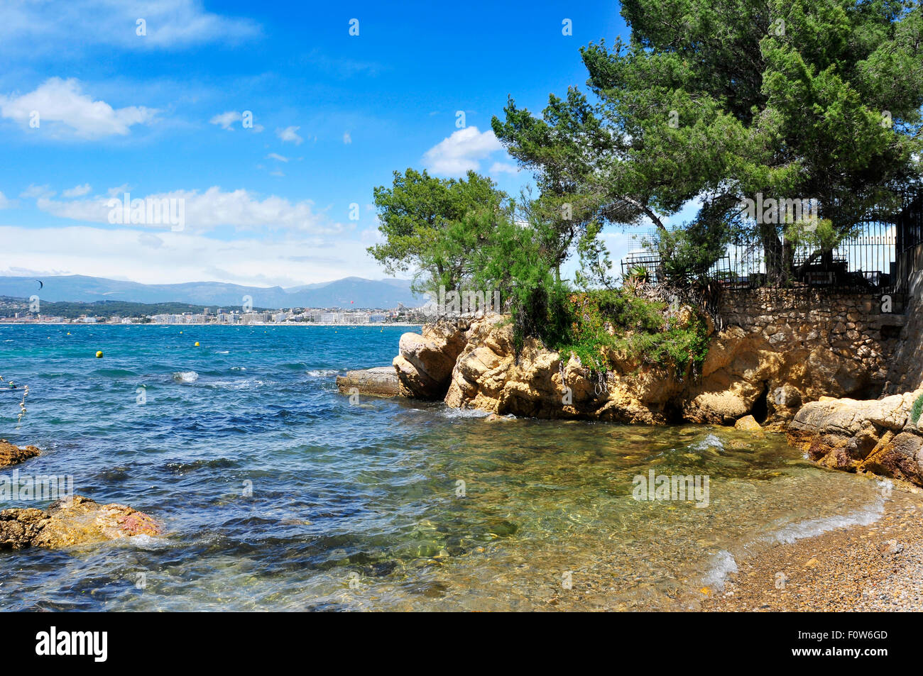 view of a small and quite cave in the Mediterranean sea, in the French Riviera, France Stock Photo