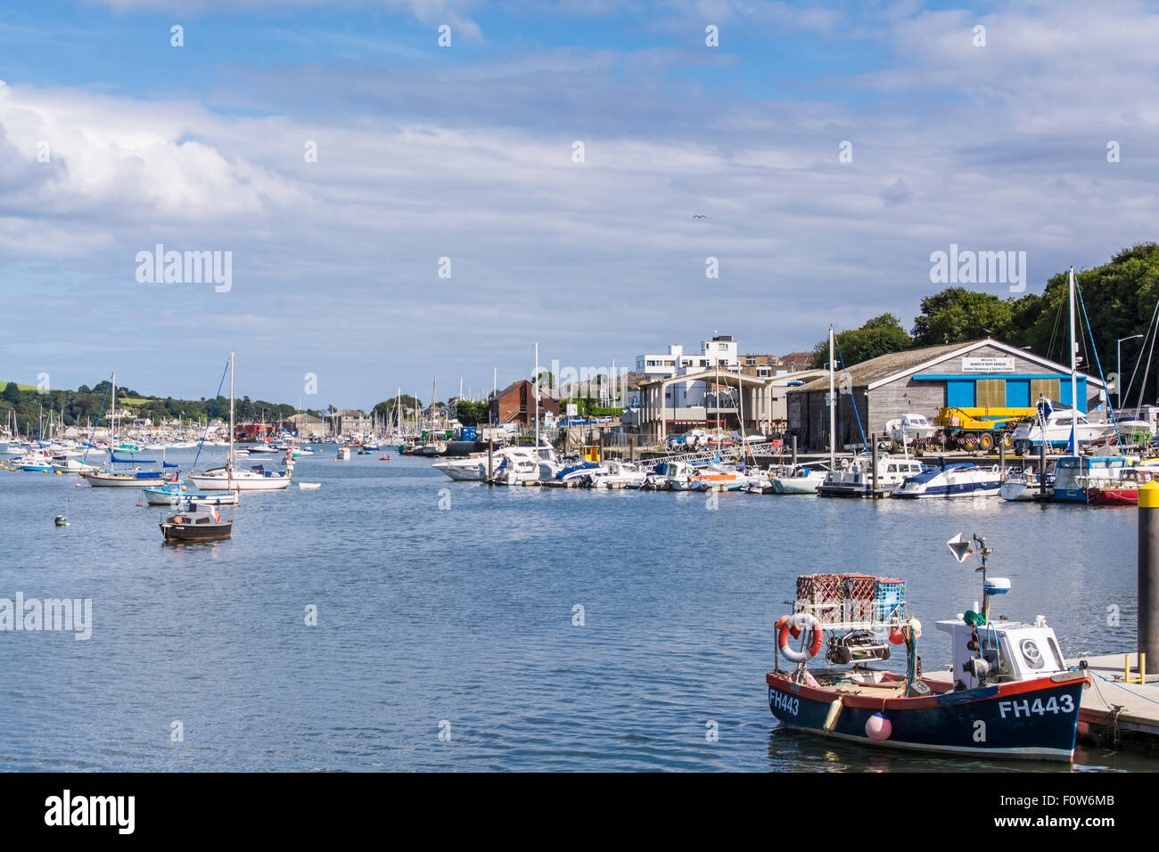 Looking from Penryn down towards Falmouth harbour in Cornwall Stock Photo