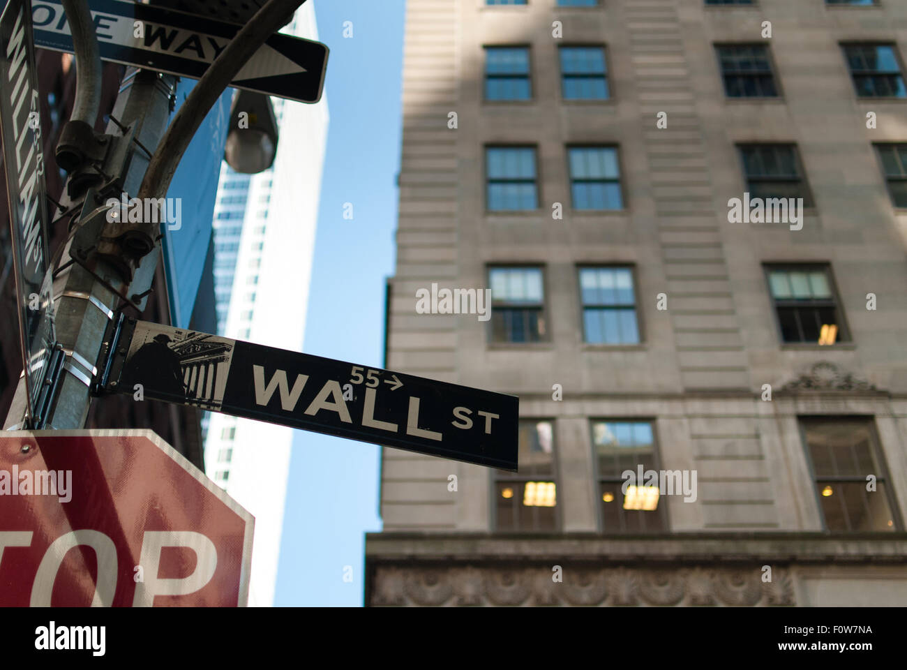 Wall St sign in New York City Stock Photo
