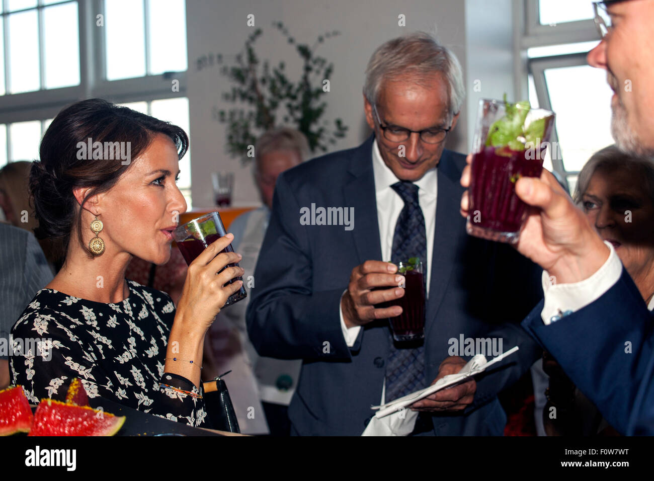 Copenhagen, Denmark, August 21st, 2015. Princess Marie attends the opening ceremony for Copenhagen Cooking Festival at Restaurant Toldboden in Copenhagen. The Princess is protector for Copenhagen Cooking. At the photo the Princess talks to other guests participating in the opening. Credit:  OJPHOTOS/Alamy Live News Stock Photo