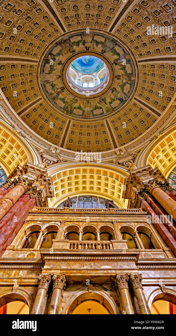 Main Reading Room at the Library Of Congress in Washington DC. Stock Photo