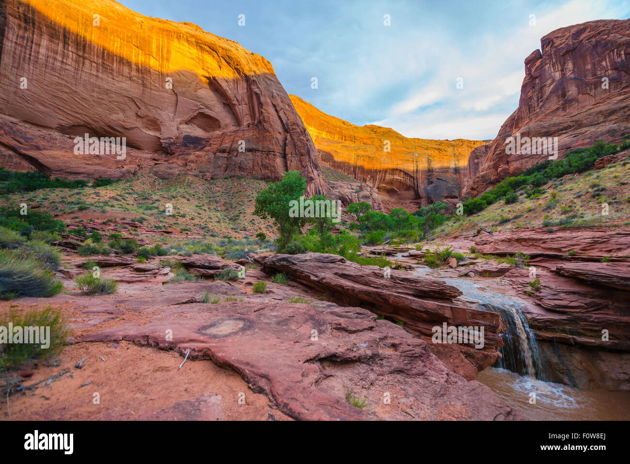 Stock Photo - Waterfall in Coyote Gulch part of Grand Staircase Escalante National Monument in southern Utah canyon country Stock Photo