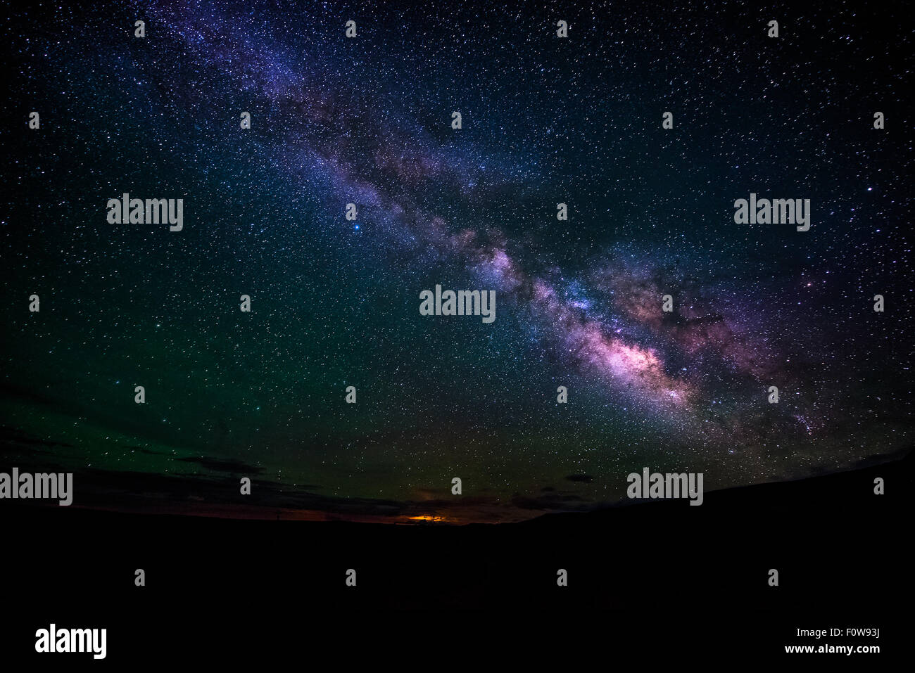 Beautiful Milky Way with a moon rise Stock Photo