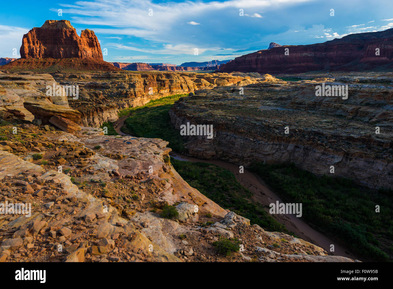 Beautiful Glen Canyon Basin lid by Sunset light Stock Photo